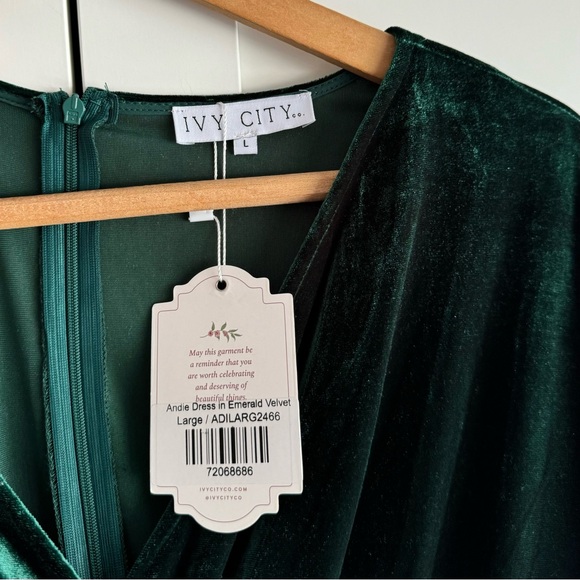 Ivy City Co Emerald Velvet Maxi Dress NWOT - Picture 6 of 6